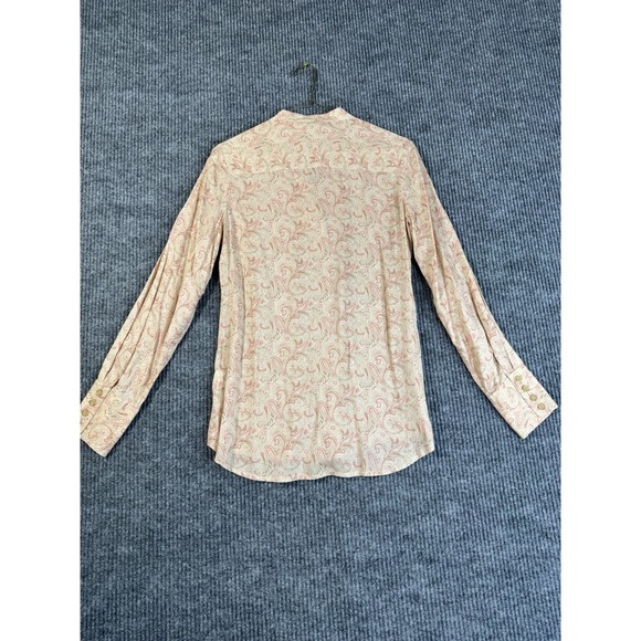 Pendleton Women's Paisley 100% Rayon Button-Up Blouse Beige Pink Long Sleeve XS - Picture 5 of 8